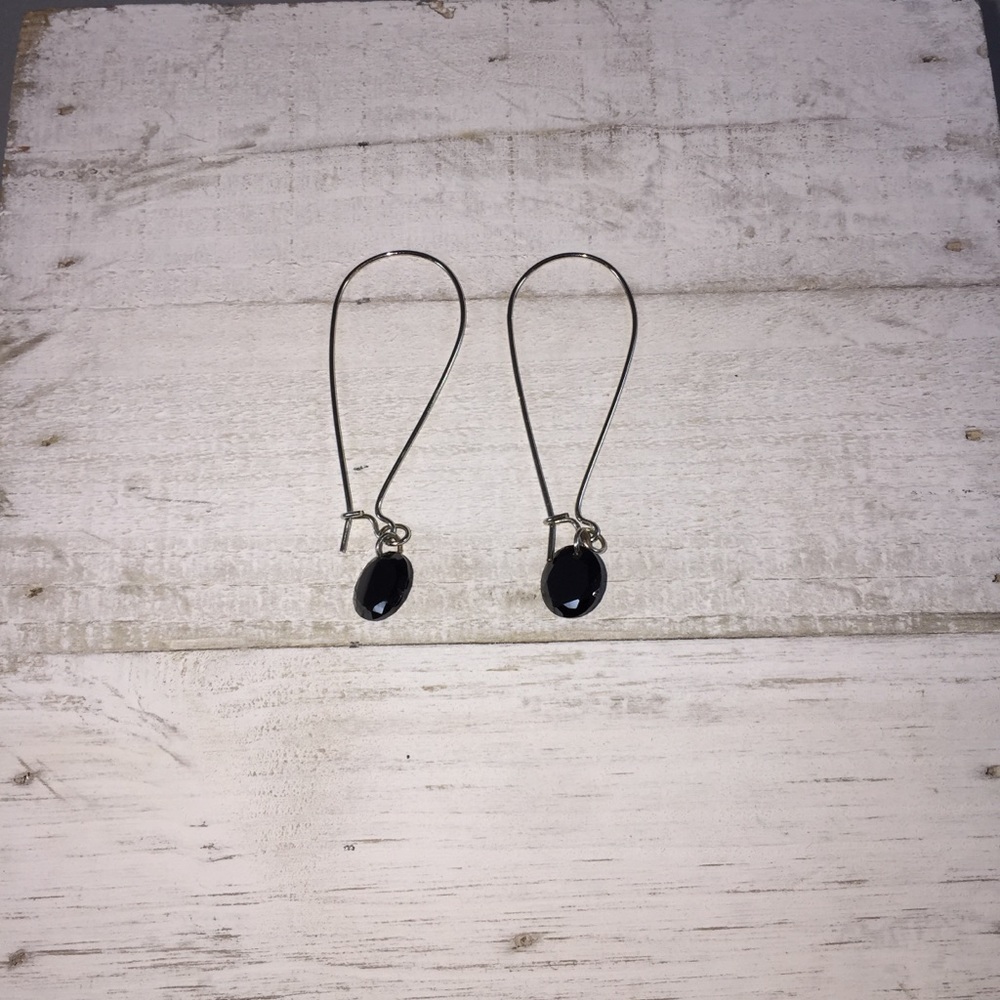 Black Diamond Hoop Earrings - Picture 8 of 8